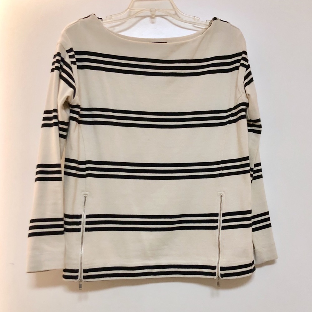 189. Banana Republic Front Zip Stripe Sweater Top